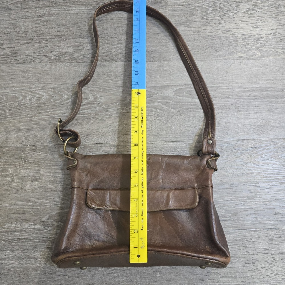 Vintage Casuals By Justin Brown Leather Cowhide Shoulder Bag Purse - Picture 10 of 12